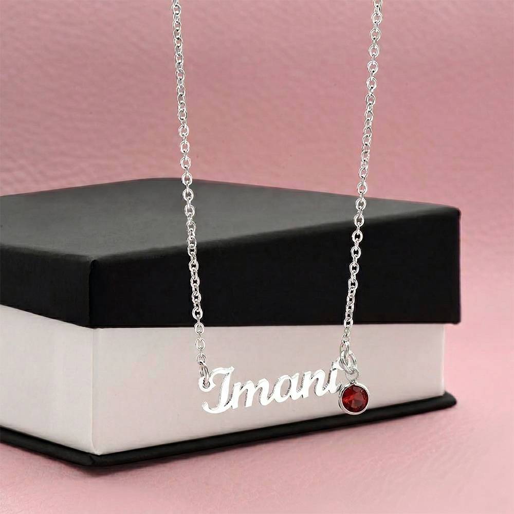 The Everly Name & Birthstone Necklace