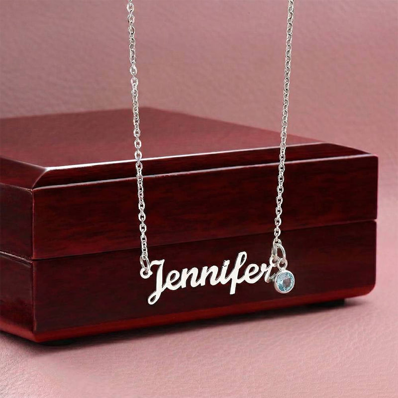 The Everly Name & Birthstone Necklace