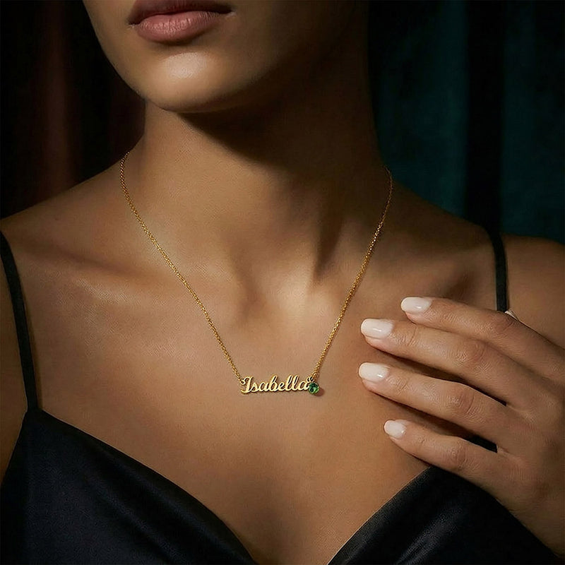 The Everly Name & Birthstone Necklace