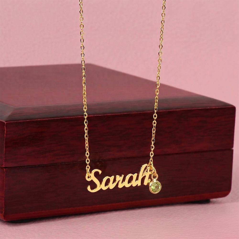 The Everly Name & Birthstone Necklace