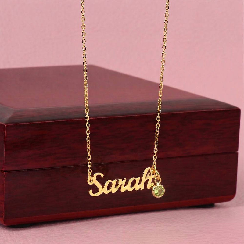 The Everly Name & Birthstone Necklace
