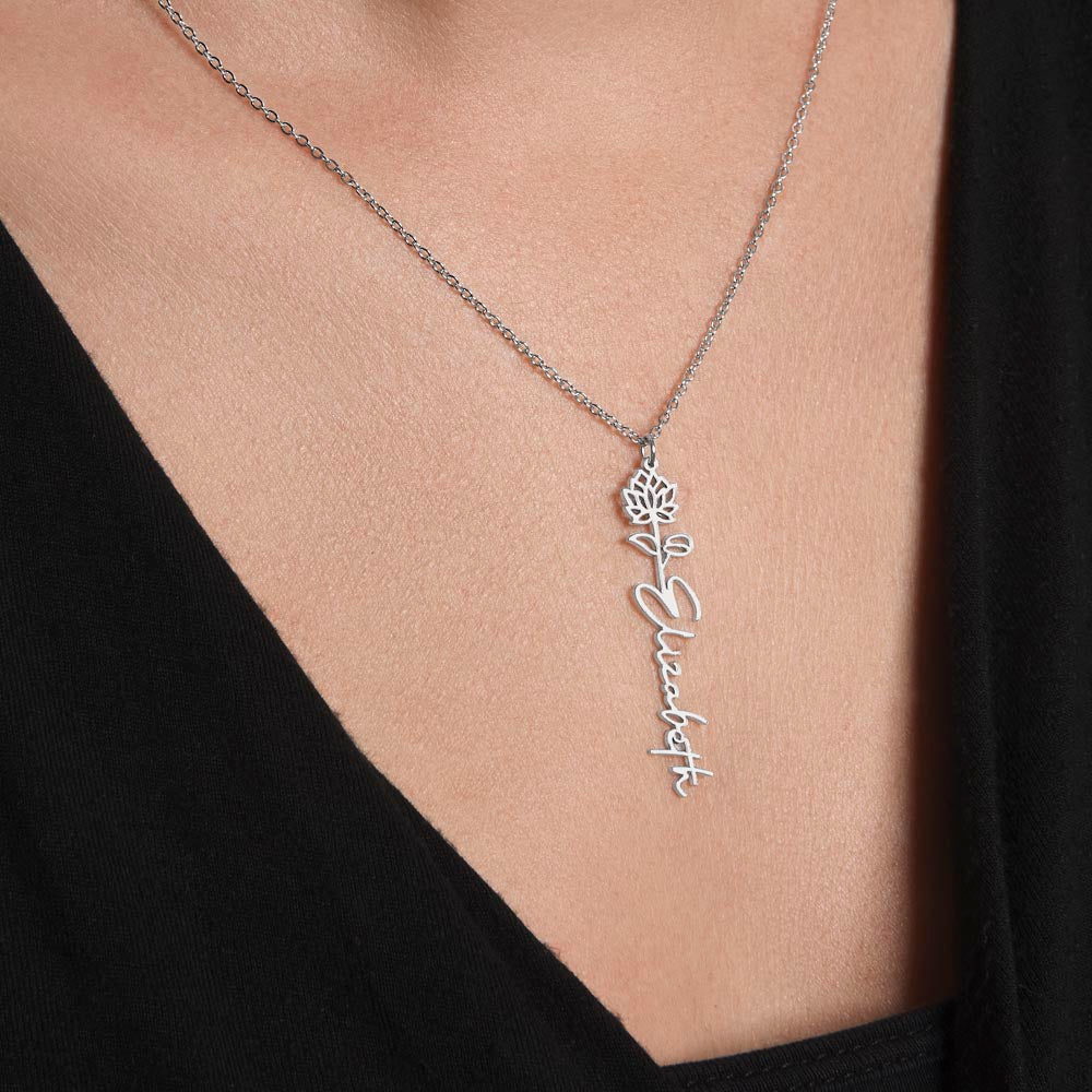Birth Flower Name Necklace