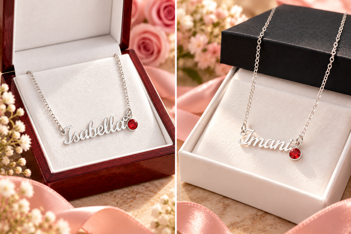 The Everly Name & Birthstone Necklace