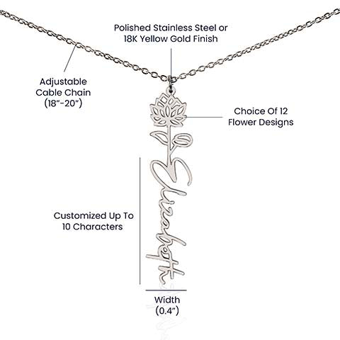 Birth Flower Name Necklace